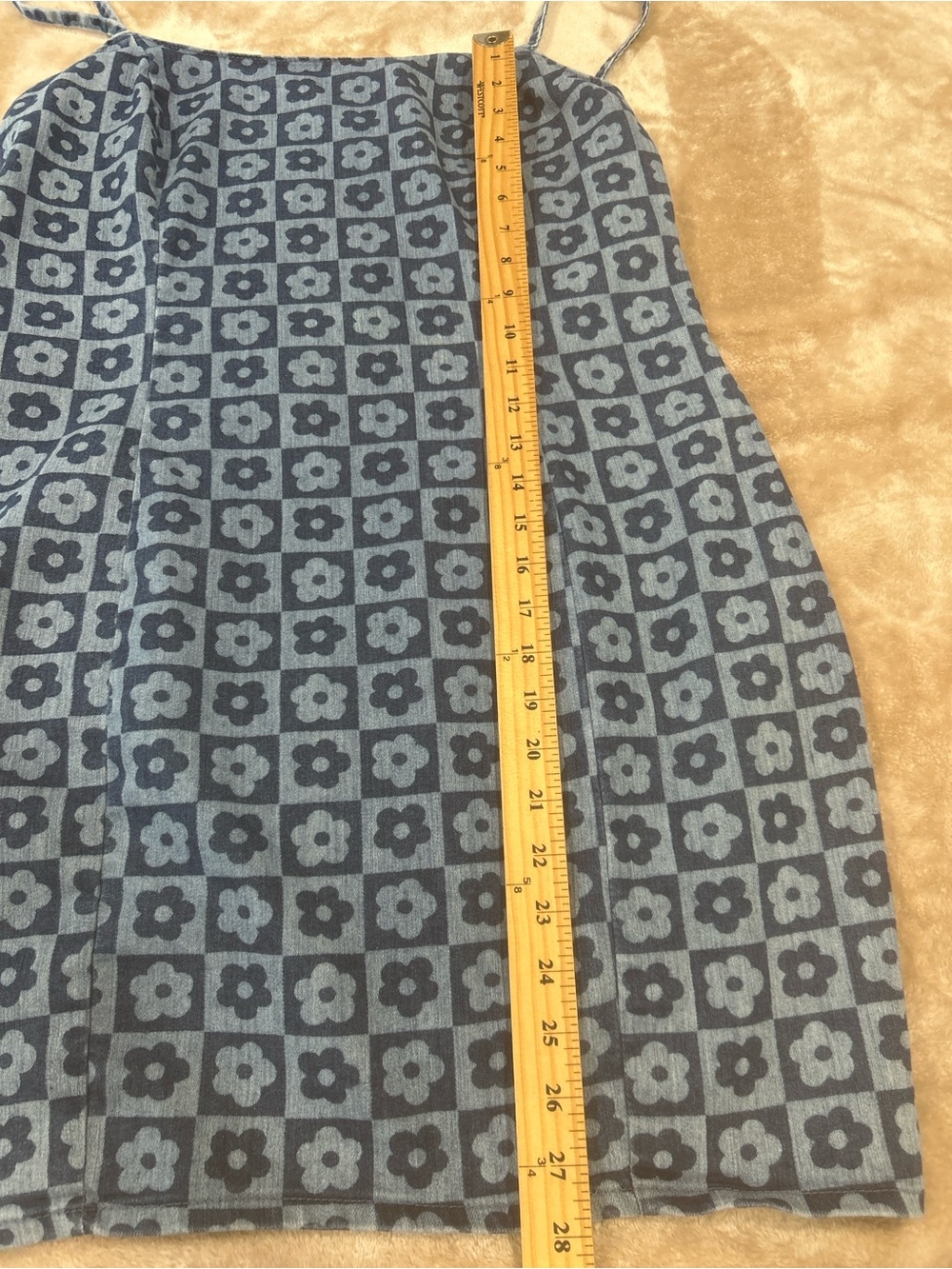 H&M Divided Floral Check Mini Dress Women’s sz Large Y2K Blue Bodycon cute girl - Picture 4 of 12